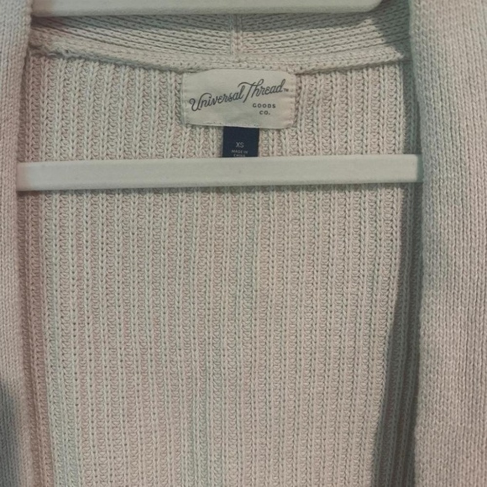 Universal Thread Cream Beige Knit Open Front Cardigan Sweater XS Pockets - Picture 2 of 4